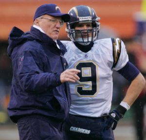 Marty Schottenheimer and Drew Brees 300x289 - Chargers History