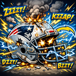 Patriots helmet struck by lightning storm